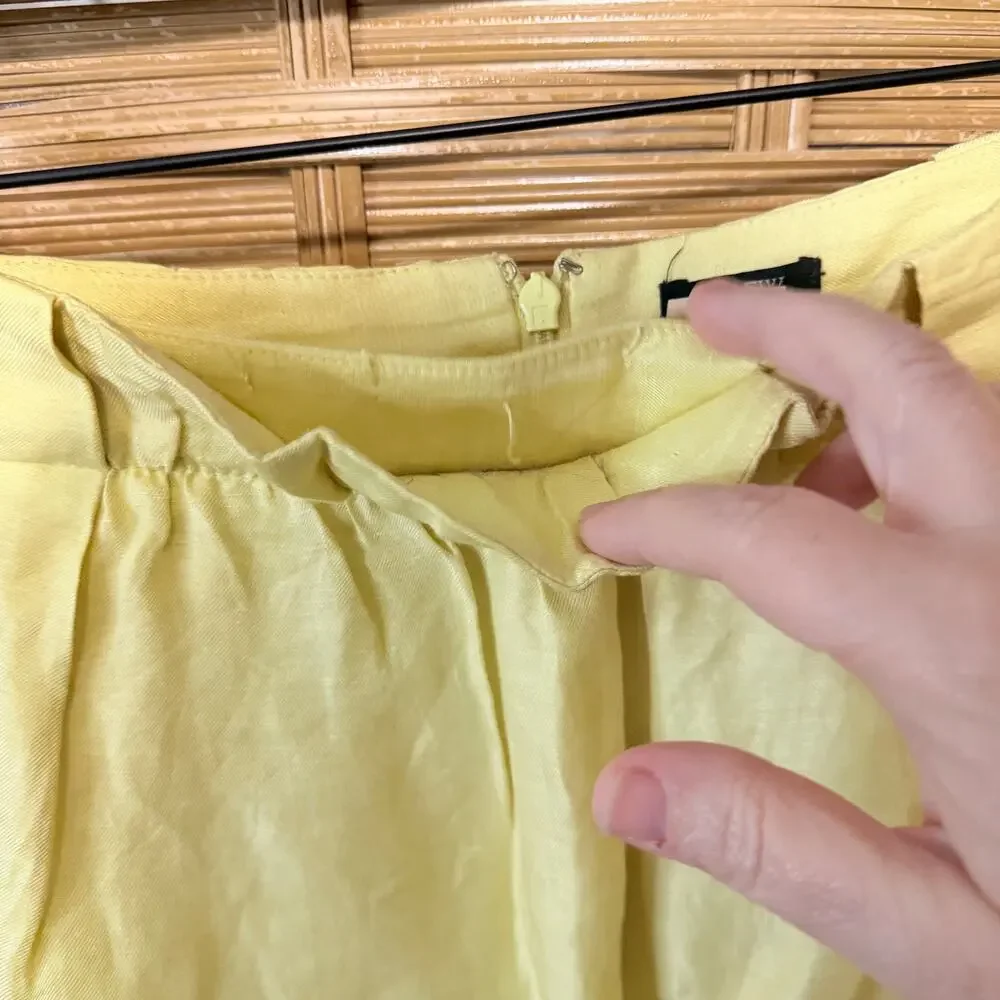 J.Crew Yellow Linen Silk Mini Skirt Sz 8 Lightweight Summer Pocket Skirt resort